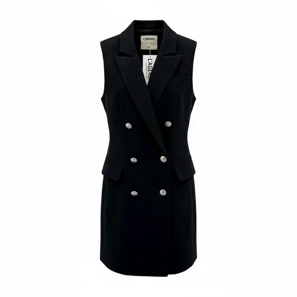 L'AGENCE Keely Black Double Breasted Blazer Tuxedo Dress Party Formal NWT - Picture 2 of 13